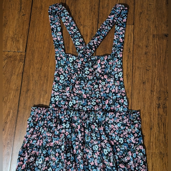 Zara Pastel Floral Print Dungarees Overalls NEW Small - Picture 9 of 11